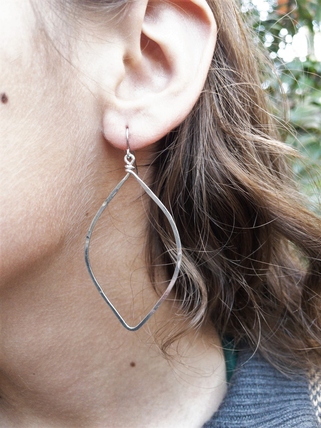 Hammered Geometric Minimalist Lotus Petal Earrings