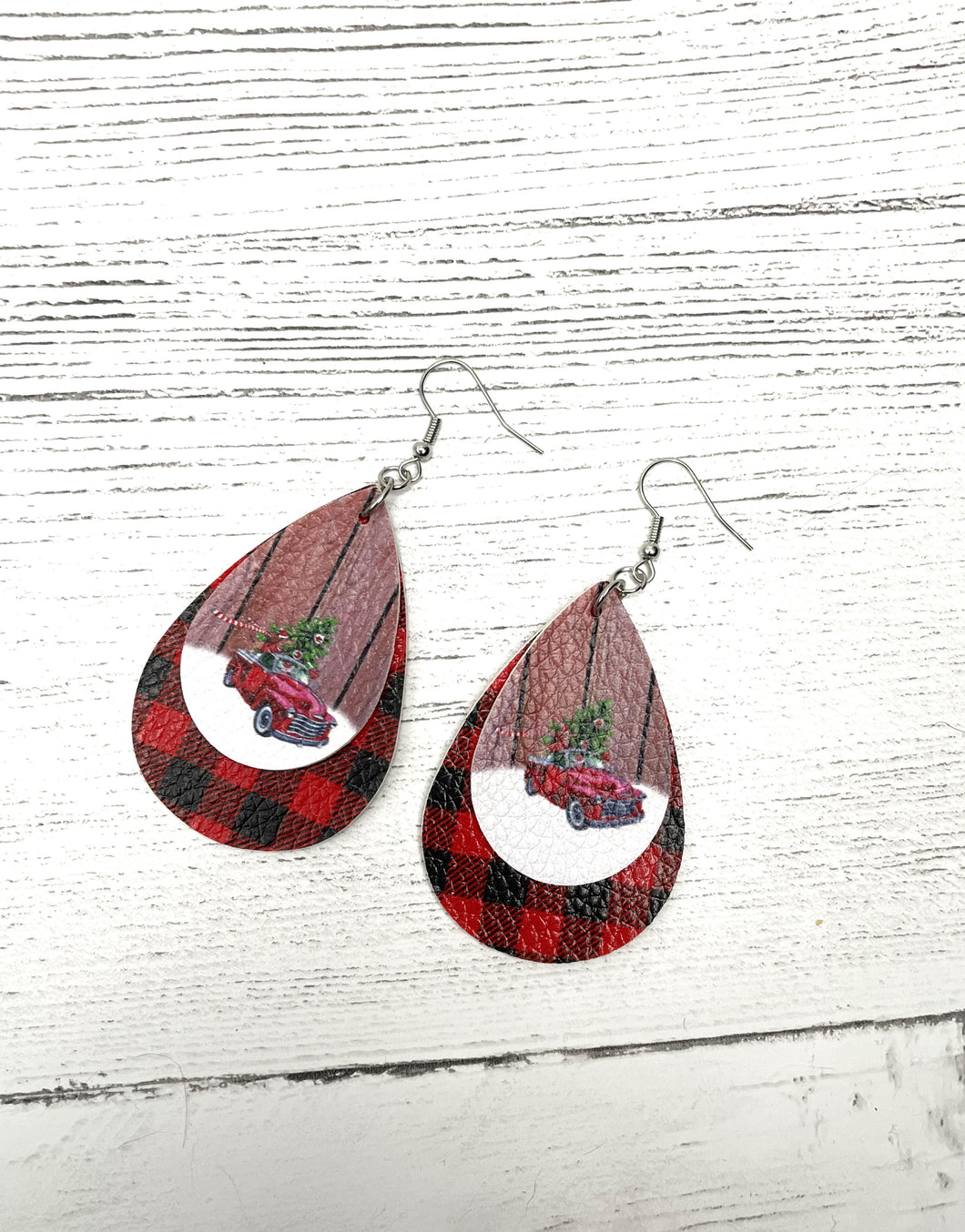 Red Rustic Truck Earrings